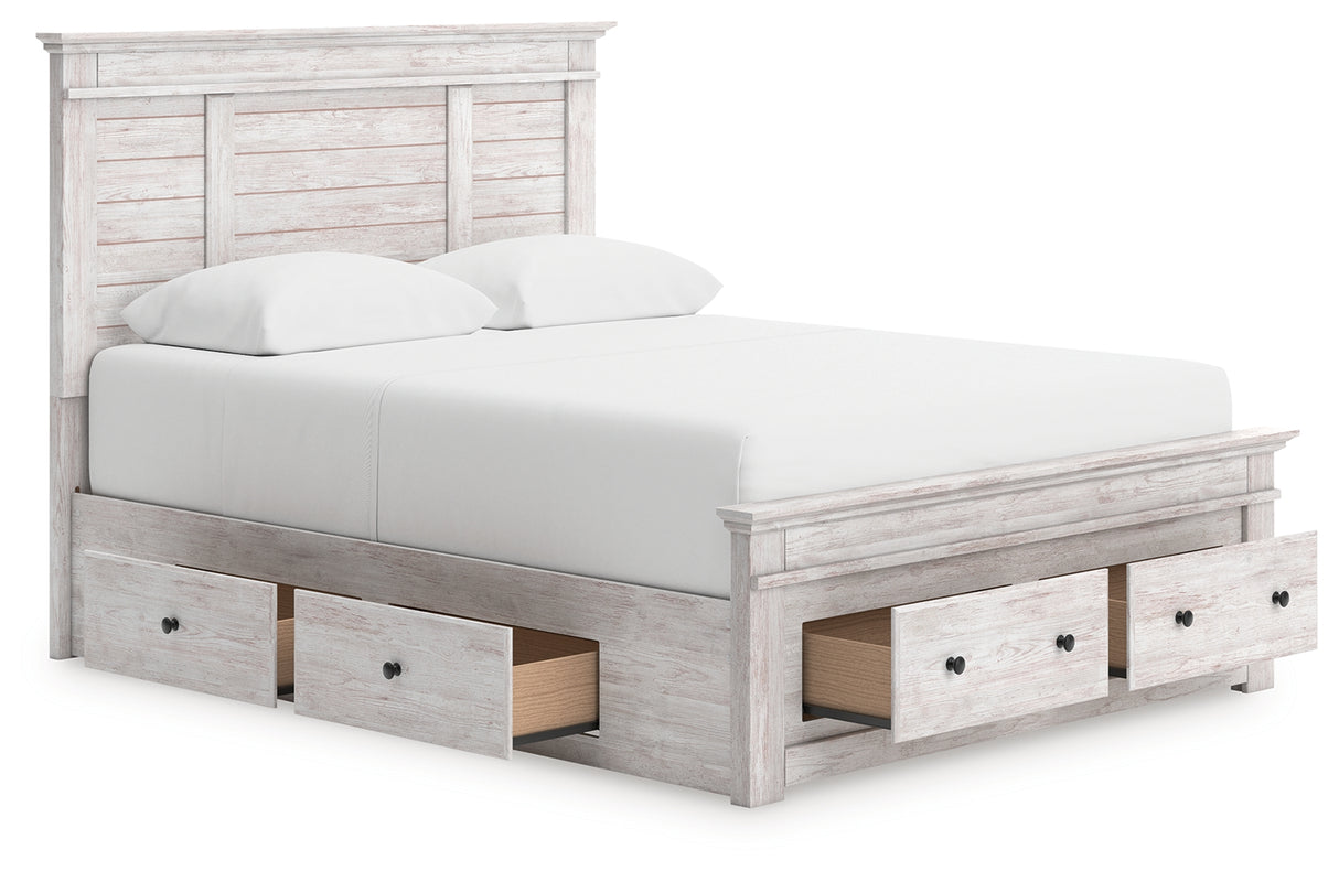 Makidern Whitewash Queen Panel Storage Bed from Ashley - Luna Furniture