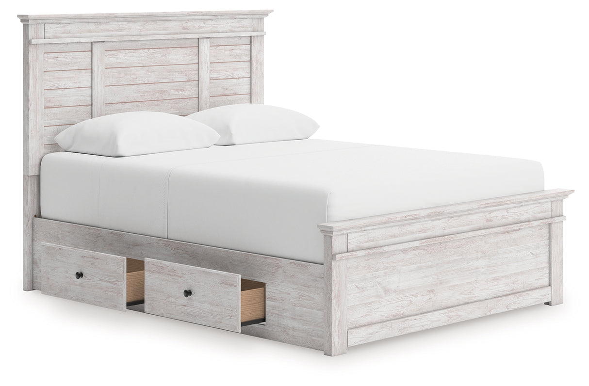 Makidern Whitewash Queen Panel Storage Bed from Ashley - Luna Furniture