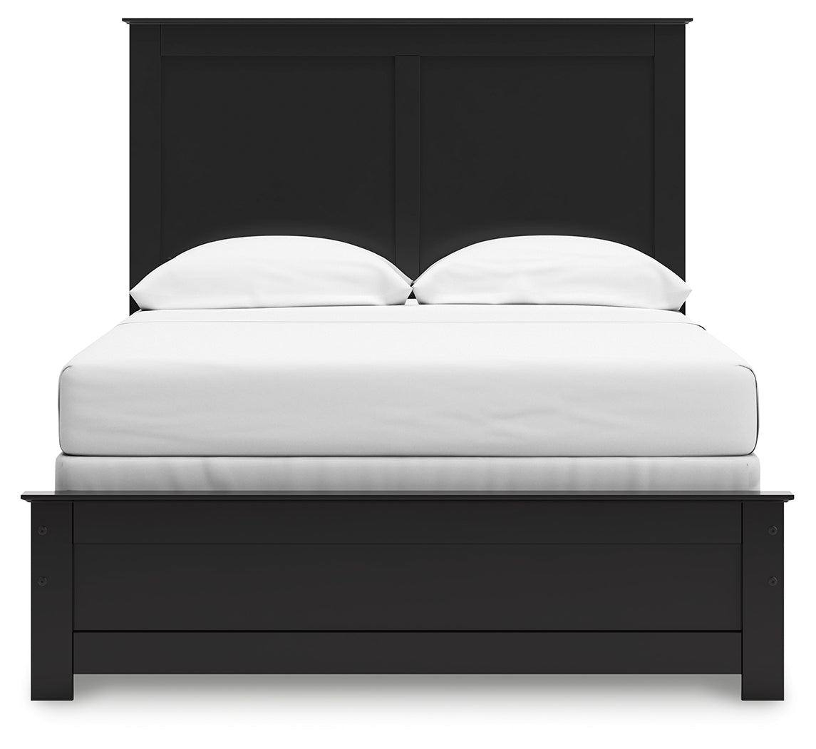 Maribel Full Panel Bed with Mirrored Dresser, Chest and 2 Nightstands in Black from Ashley - Luna Furniture