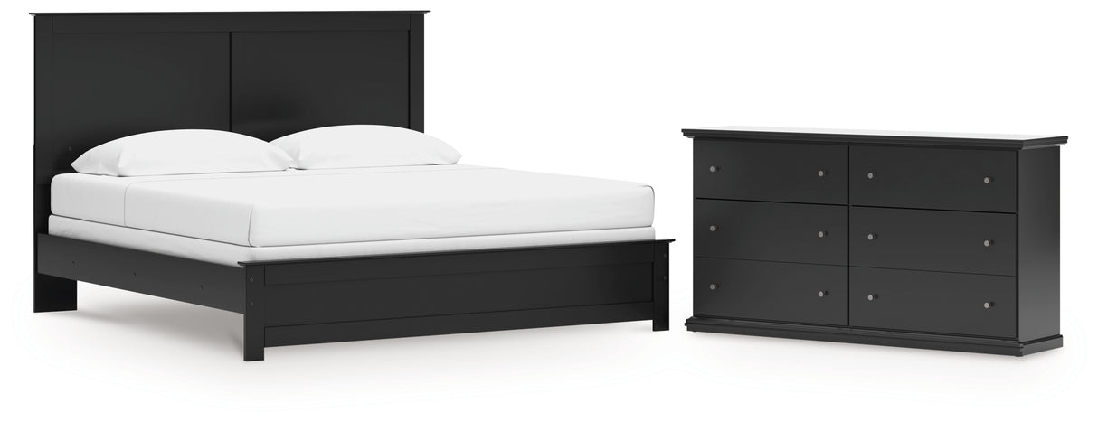 Maribel King Panel Bed with Dresser in Black from Ashley - Luna Furniture