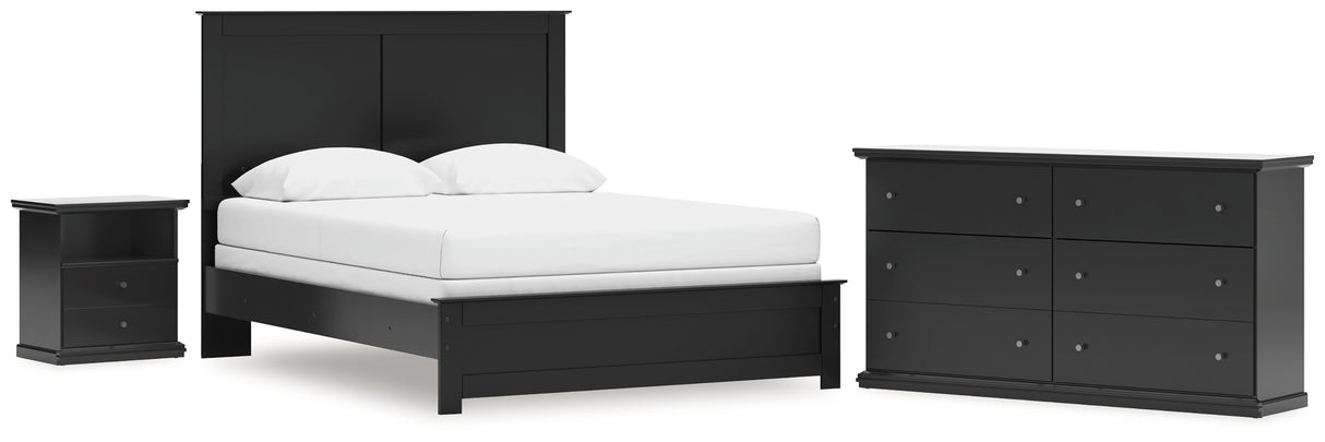 Maribel Queen Panel Bed with Dresser and Nightstand in Black from Ashley - Luna Furniture