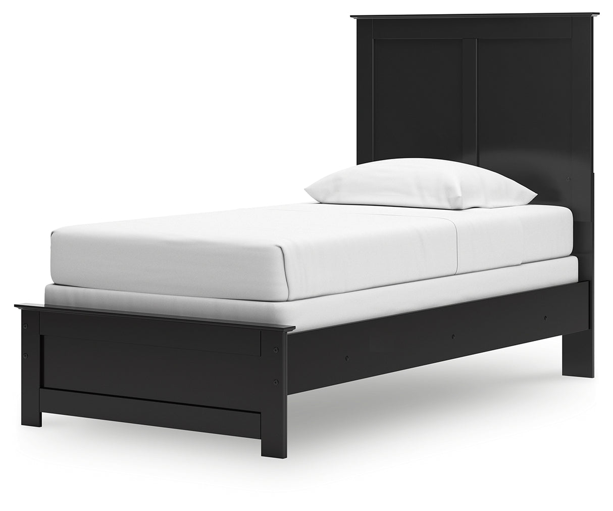 Maribel Twin Panel Bed with Mirrored Dresser, Chest and 2 Nightstands in Black from Ashley - Luna Furniture