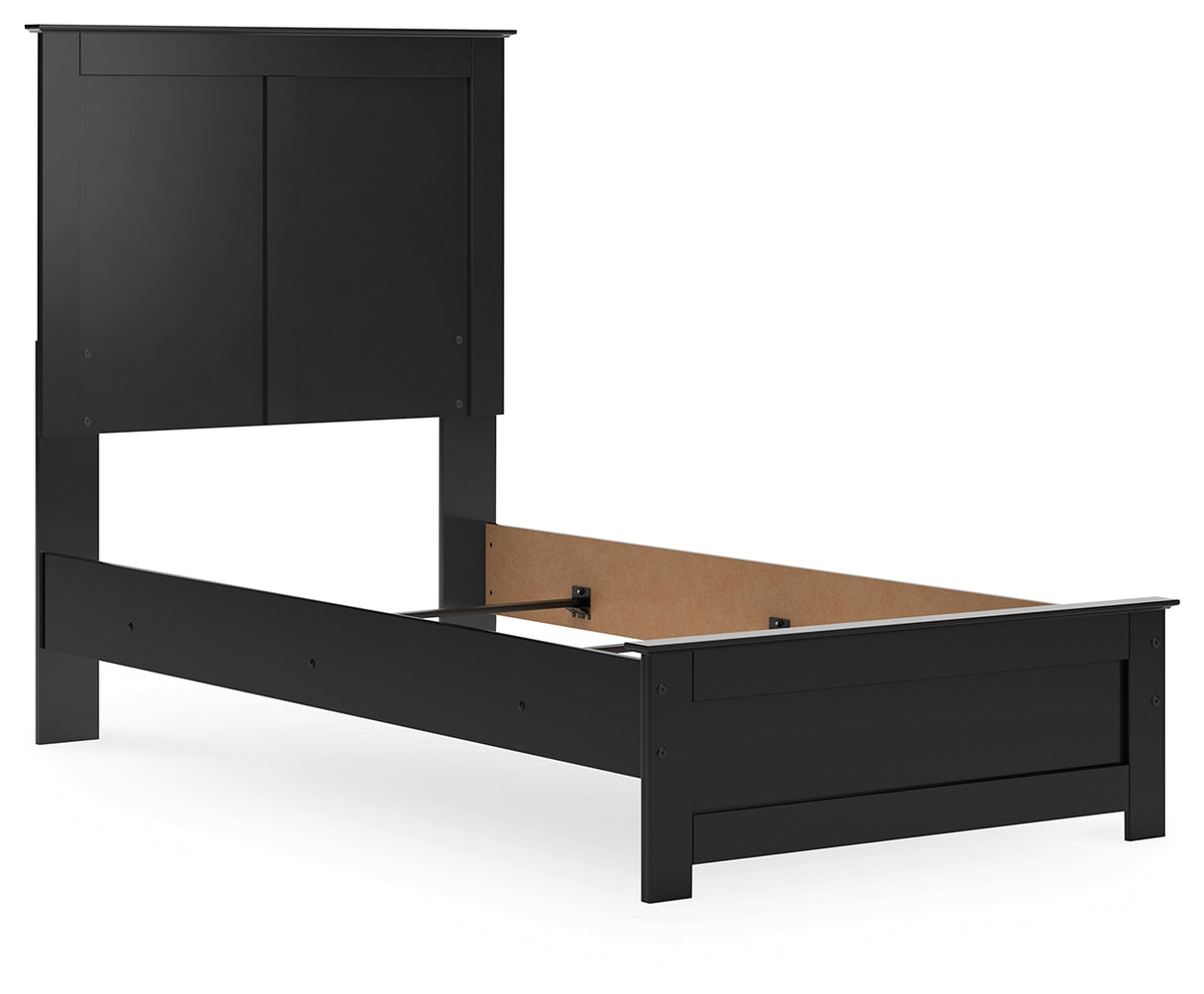 Maribel Twin Panel Bed with Mirrored Dresser, Chest and 2 Nightstands in Black from Ashley - Luna Furniture