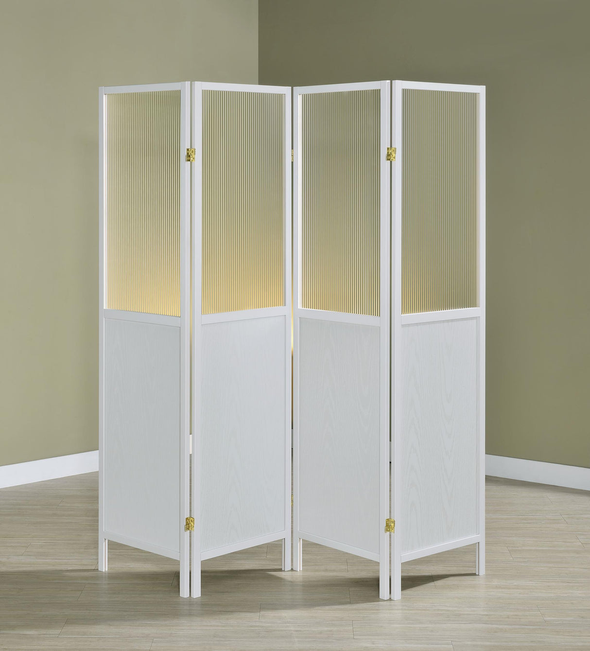 Mattison White 4-Panel Room Divider Folding Shoji Screen from Coaster - Luna Furniture