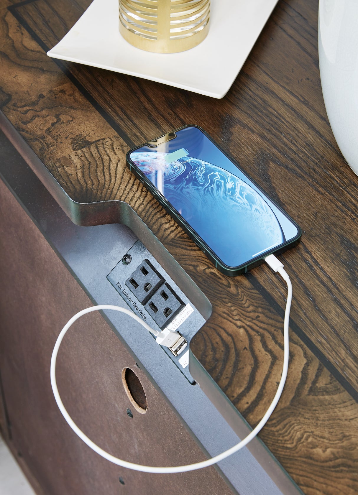 Maylee California King Upholstered Bed with Mirrored Dresser, Chest and 2 Nightstands in Dark Brown from Ashley - Luna Furniture