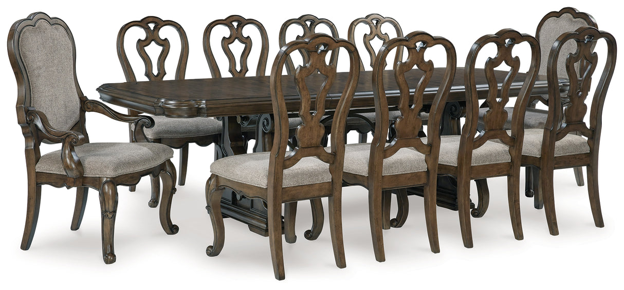 Maylee Dining Table and 10 Chairs in Dark Brown from Ashley - Luna Furniture
