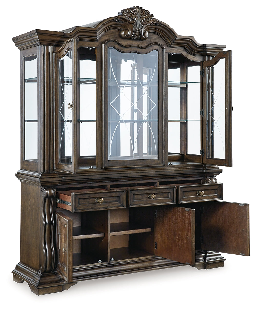 Maylee Dining Table and 4 Chairs with Storage in Dark Brown from Ashley Furniture - Luna Furniture