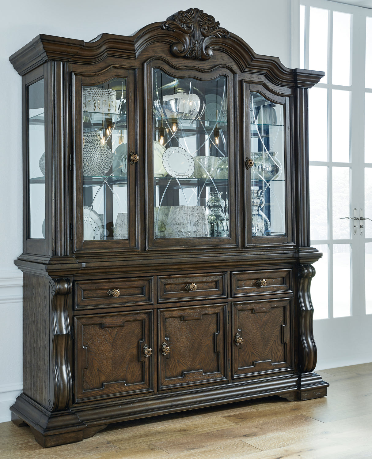 Maylee Dining Table and 4 Chairs with Storage in Dark Brown from Ashley Furniture - Luna Furniture