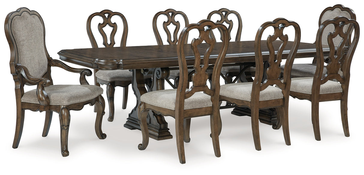 Maylee Dining Table and 8 Chairs in Dark Brown from Ashley Furniture - Luna Furniture