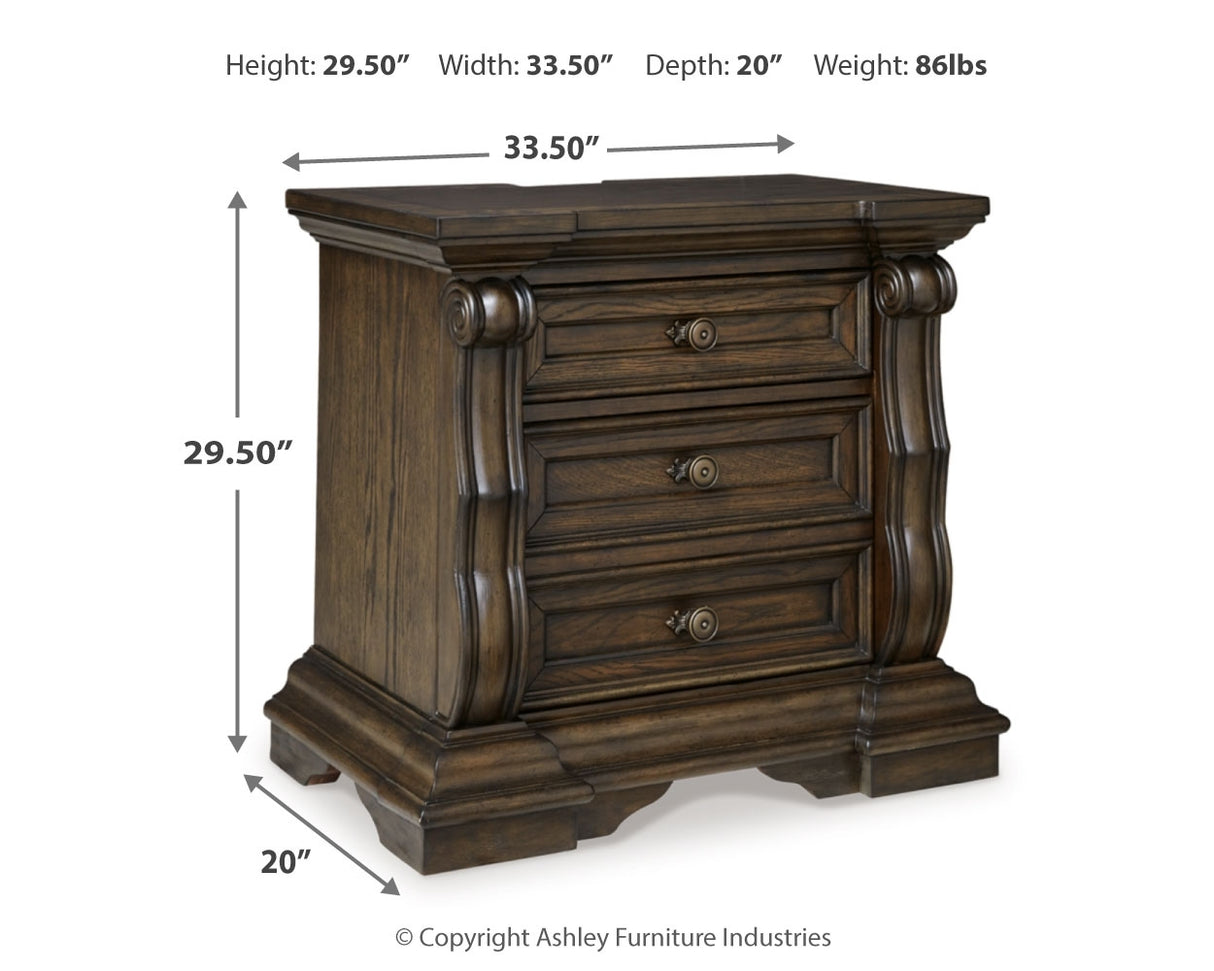 Maylee Dark Brown King Upholstered Bed with 2 Nightstands from Ashley - Luna Furniture