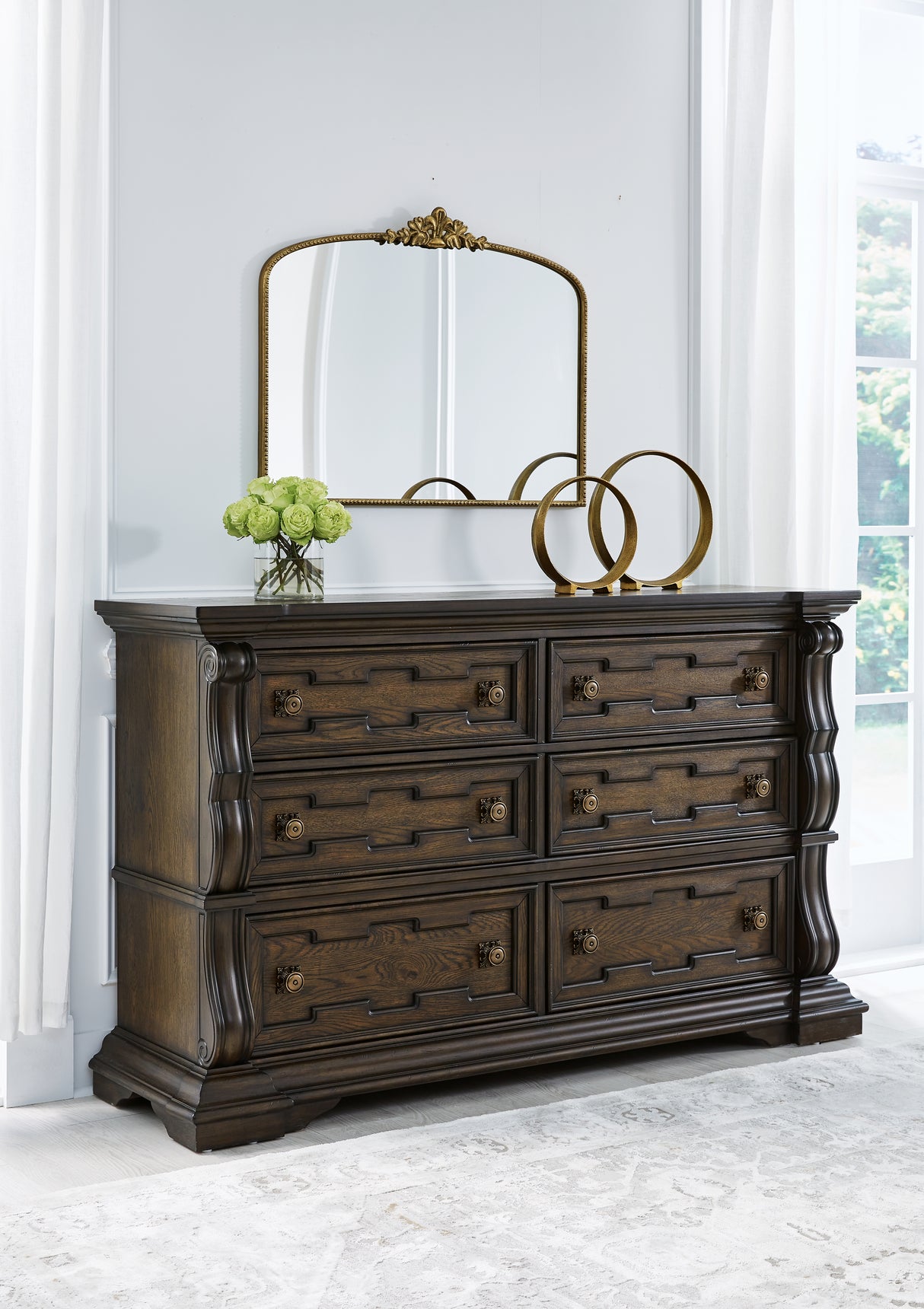 Maylee Dark Brown King Upholstered Bed with Dresser and 2 Nightstands from Ashley - Luna Furniture