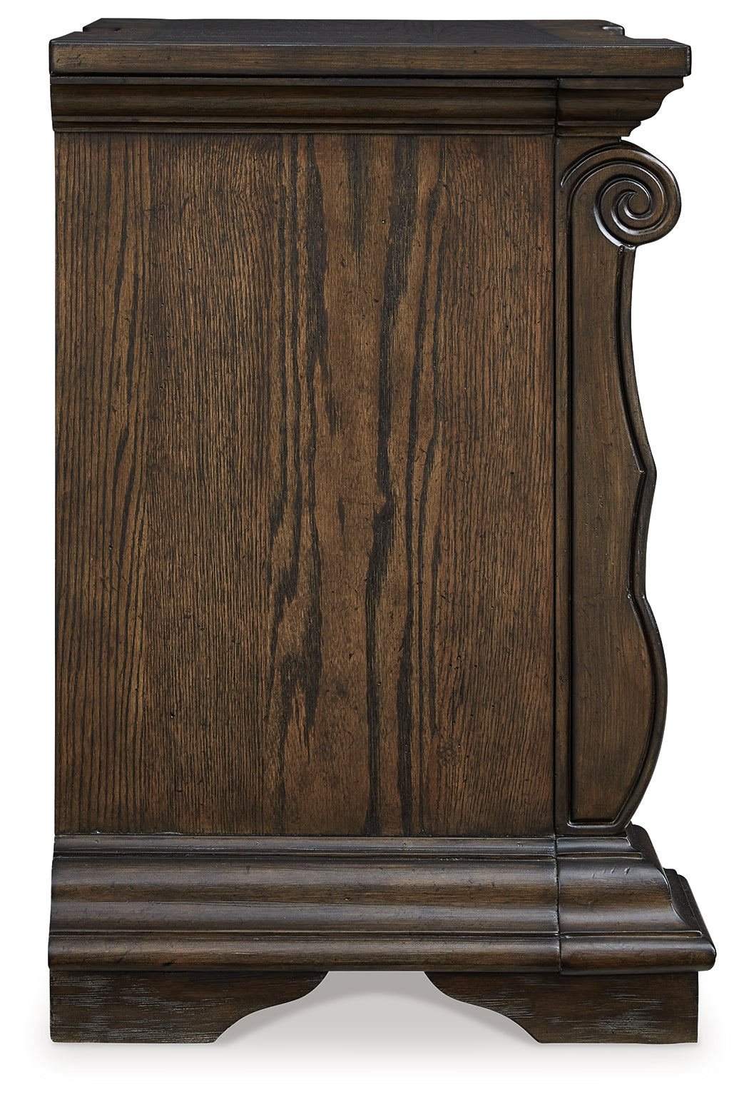 Maylee Dark Brown Queen Upholstered Bed with Mirrored Dresser and 2 Nightstands from Ashley - Luna Furniture