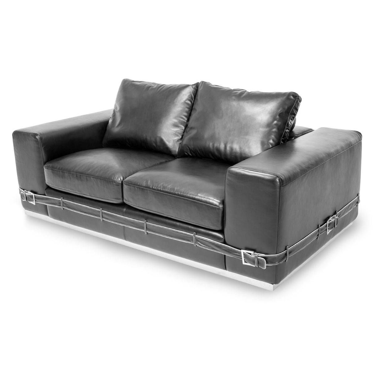 Mia Bella St. Steel Ciras Leather Loveseat from Michael Amini - Luna Furniture