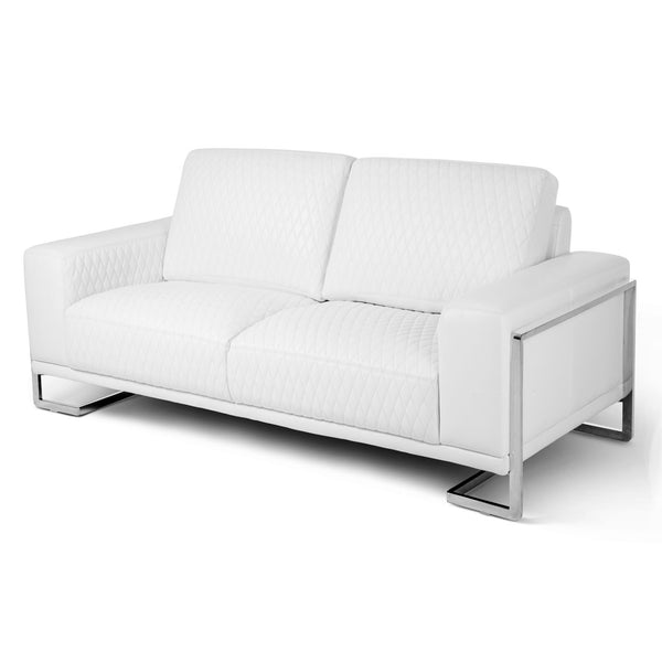 Mia Bella St. Steel Gianna Leather Loveseat - White