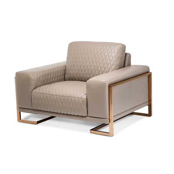 Mia Bella Rosegold Gianna Leather Chair & A Half - Lt. Coffee