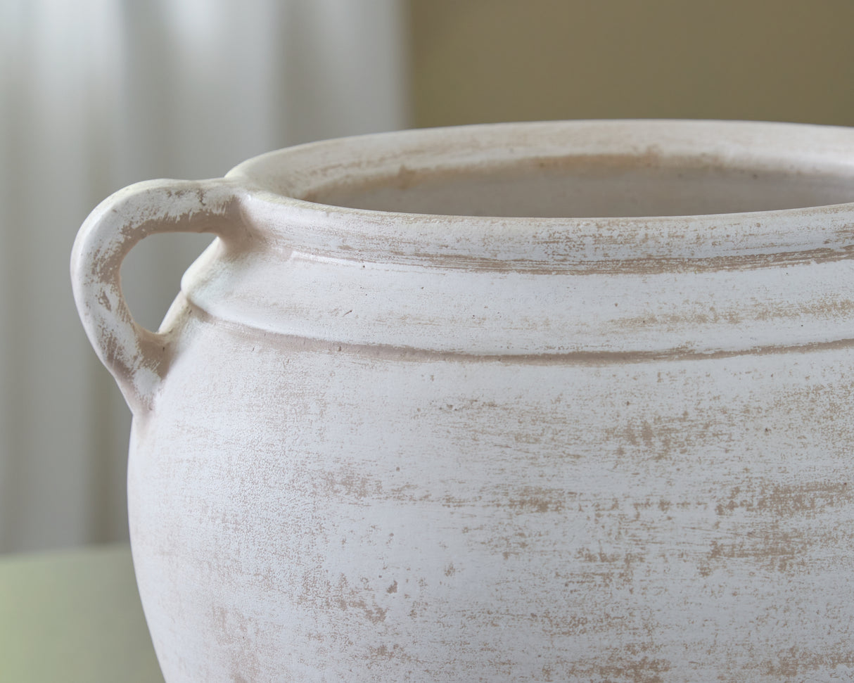Meadie Distressed White Vase from Ashley Furniture - Luna Furniture