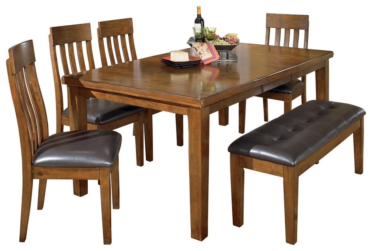 Ralene Medium Brown Dining Table and 4 Chairs and Bench from Ashley Furniture - Luna Furniture