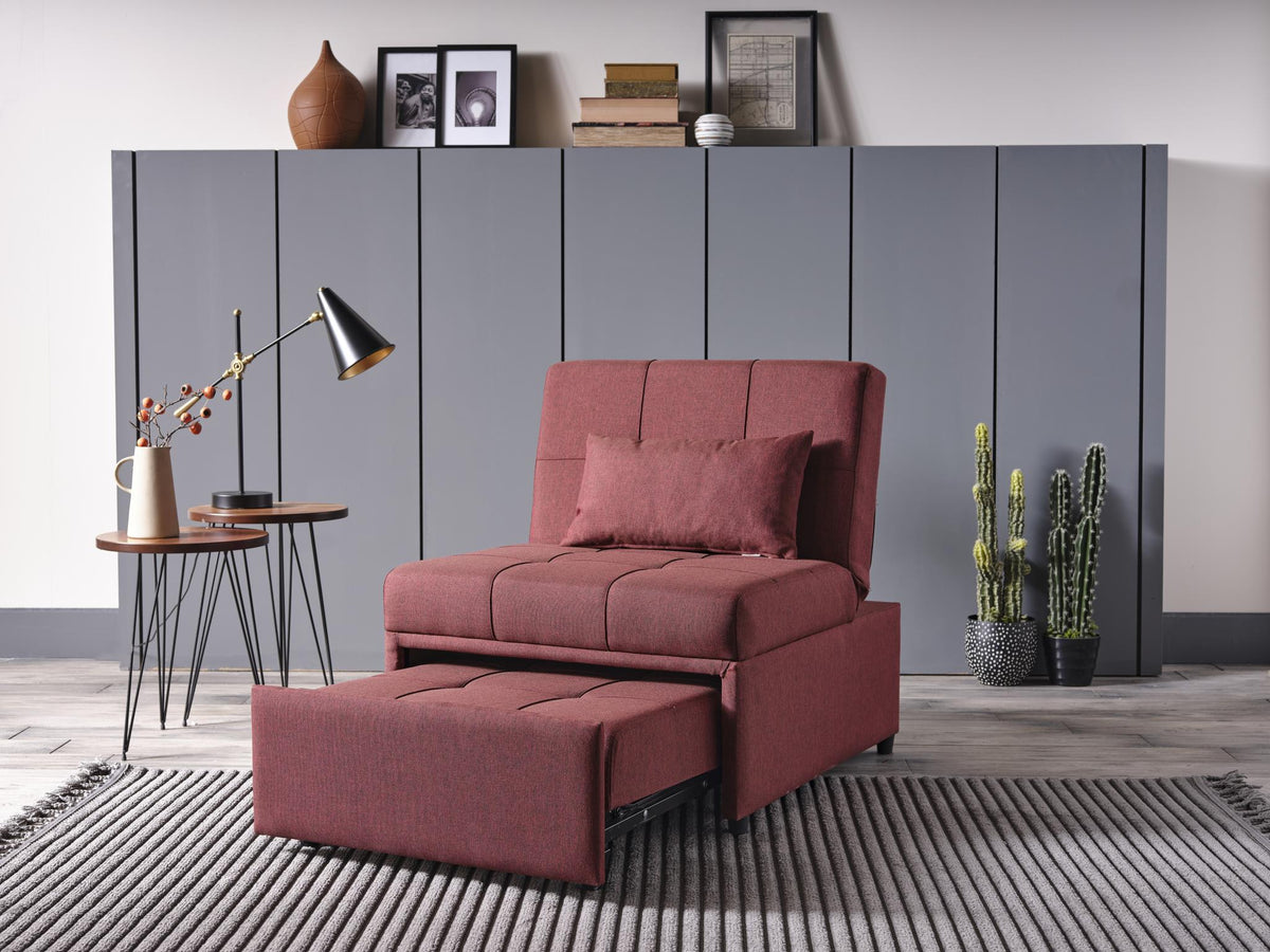 Mello Corvet Burgundy Chair with Pull-Out Sleeper from Bellona - Luna Furniture