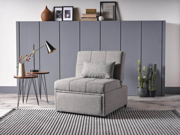 Mello Corvet Grey Modern Chair with Pull-Out Sleeper