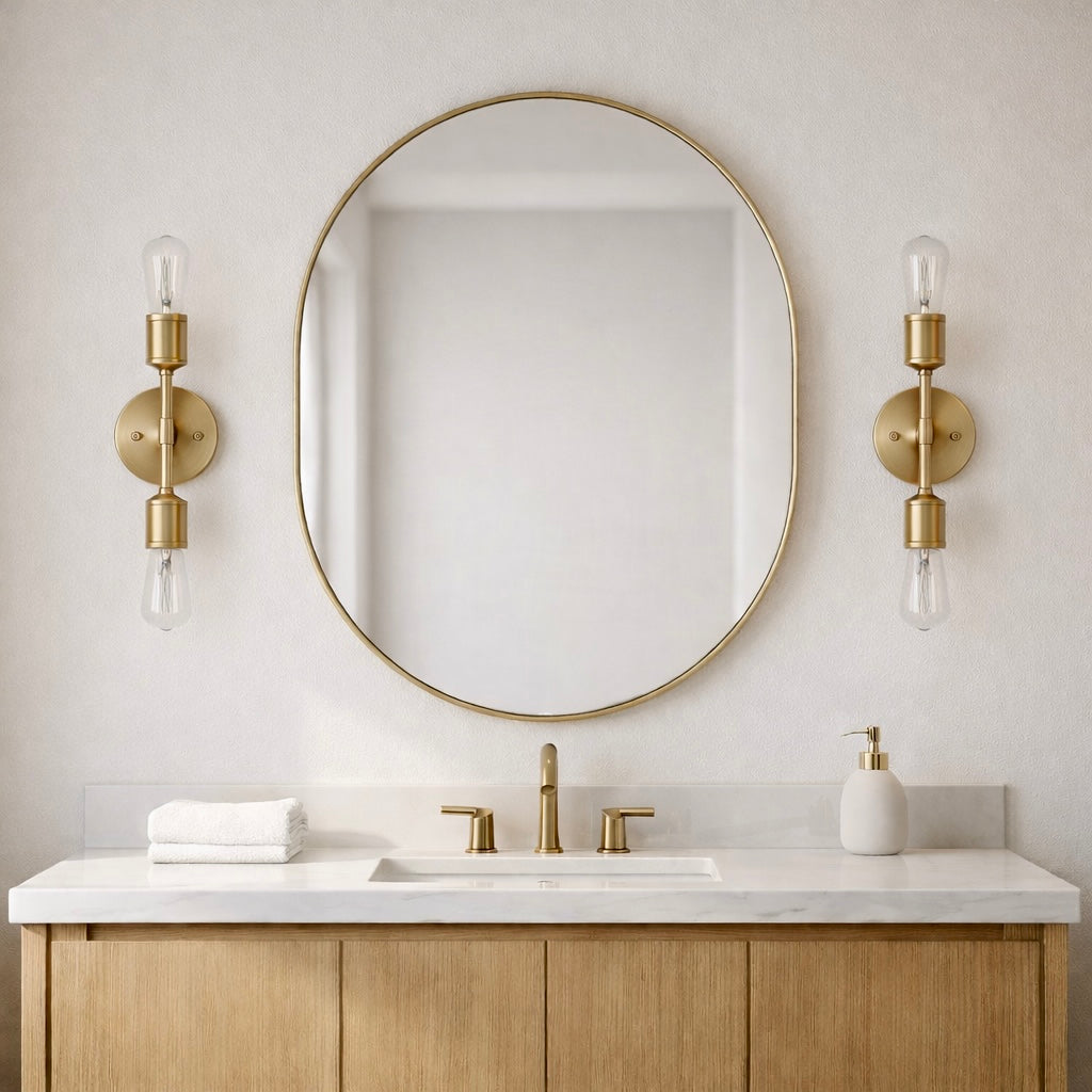 Reverie Double Lights Bathroom Wall Sconce over Mirror Bedroom Hallway Entryway 5"W × 10.75"H × 5"E from Ashcroft Furniture - Luna Furniture