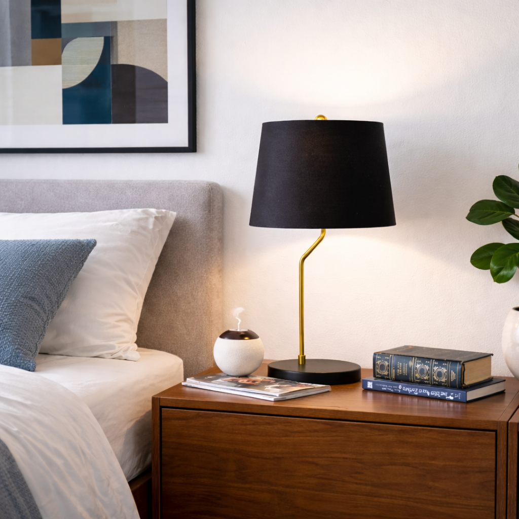 Lustrous Table Lamp - Black outer and Gold inner from Ashcroft Furniture - Luna Furniture