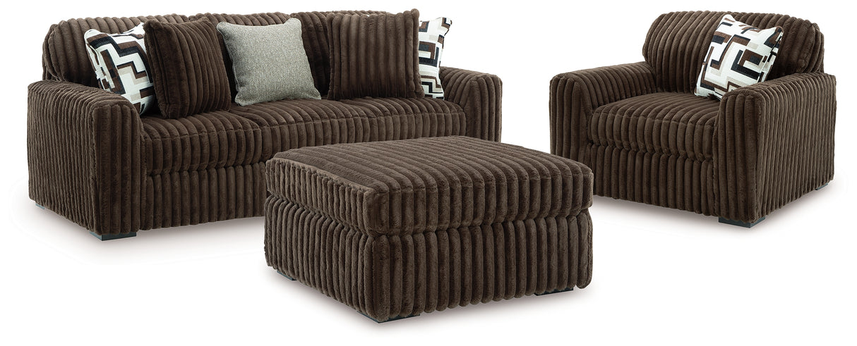 Midnight-Madness Chocolate Sofa, Chair, and Ottoman from Ashley Furniture - Luna Furniture