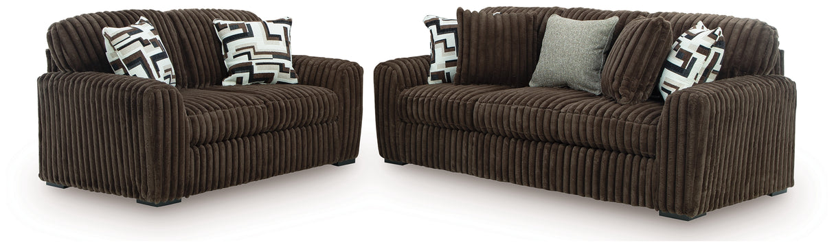 Midnight-Madness Chocolate Sofa and Loveseat from Ashley Furniture - Luna Furniture