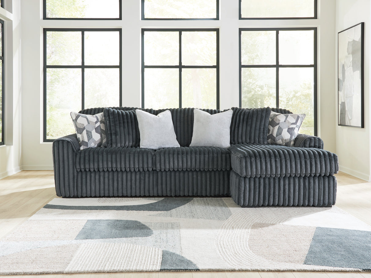 Midnight-Madness Gunmetal 2-Piece Sectional Sofa Chaise from Ashley Furniture - Luna Furniture