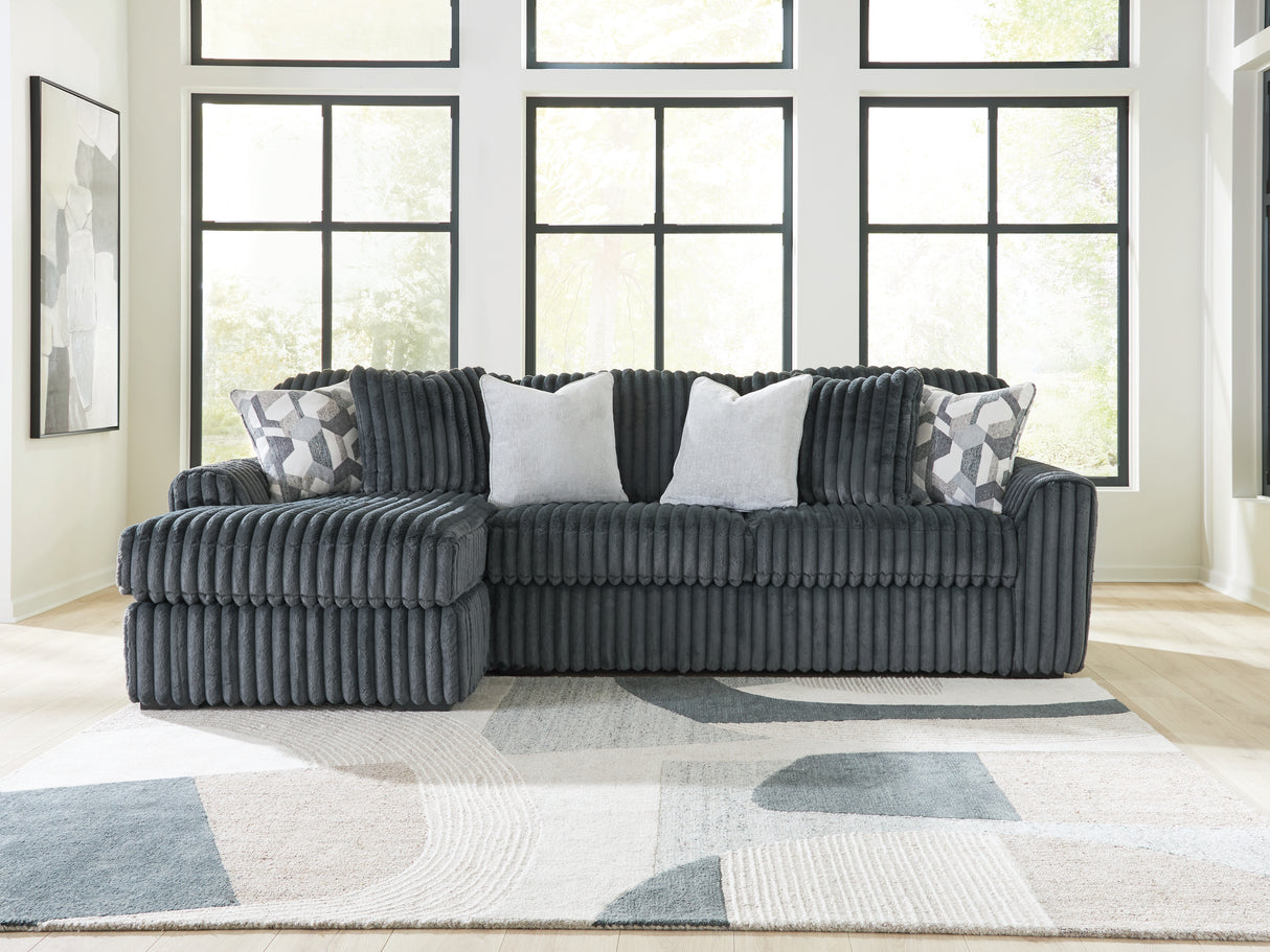Midnight-Madness Gunmetal 2-Piece Sectional Sofa Chaise from Ashley Furniture - Luna Furniture