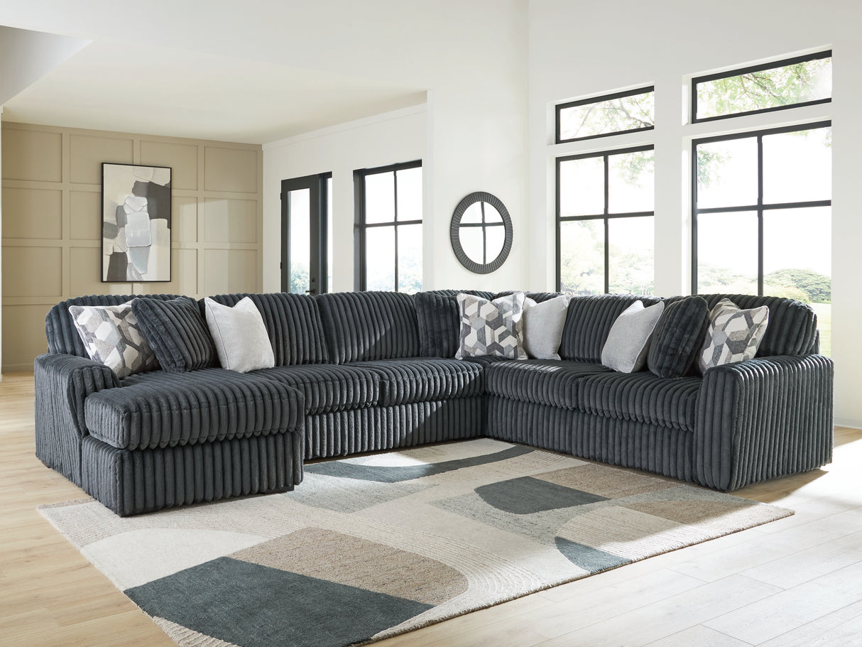 Midnight-Madness Gunmetal 4-Piece Sectional with Chaise from Ashley Furniture - Luna Furniture