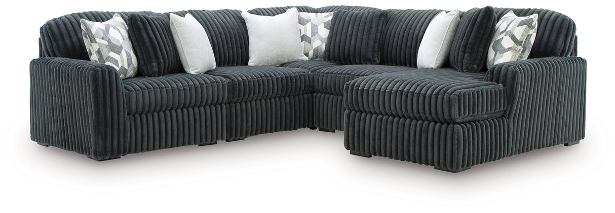 Midnight-Madness Gunmetal 5-Piece Sectional with Chaise from Ashley Furniture - Luna Furniture