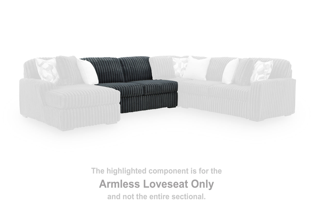 Midnight-Madness Gunmetal Armless Loveseat from Ashley Furniture - Luna Furniture