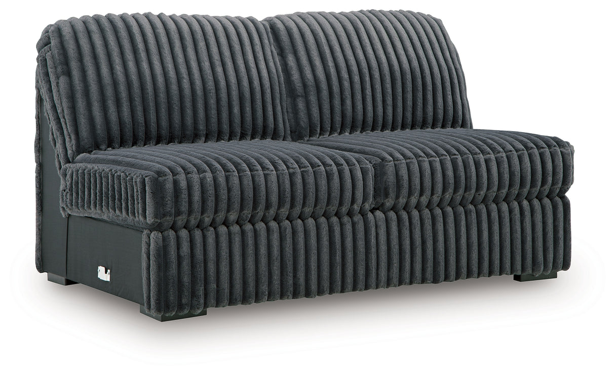 Midnight-Madness Gunmetal Armless Loveseat from Ashley Furniture - Luna Furniture