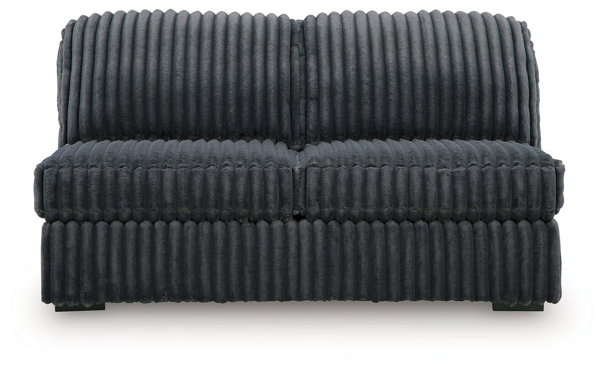 Midnight-Madness Gunmetal Armless Loveseat from Ashley Furniture - Luna Furniture