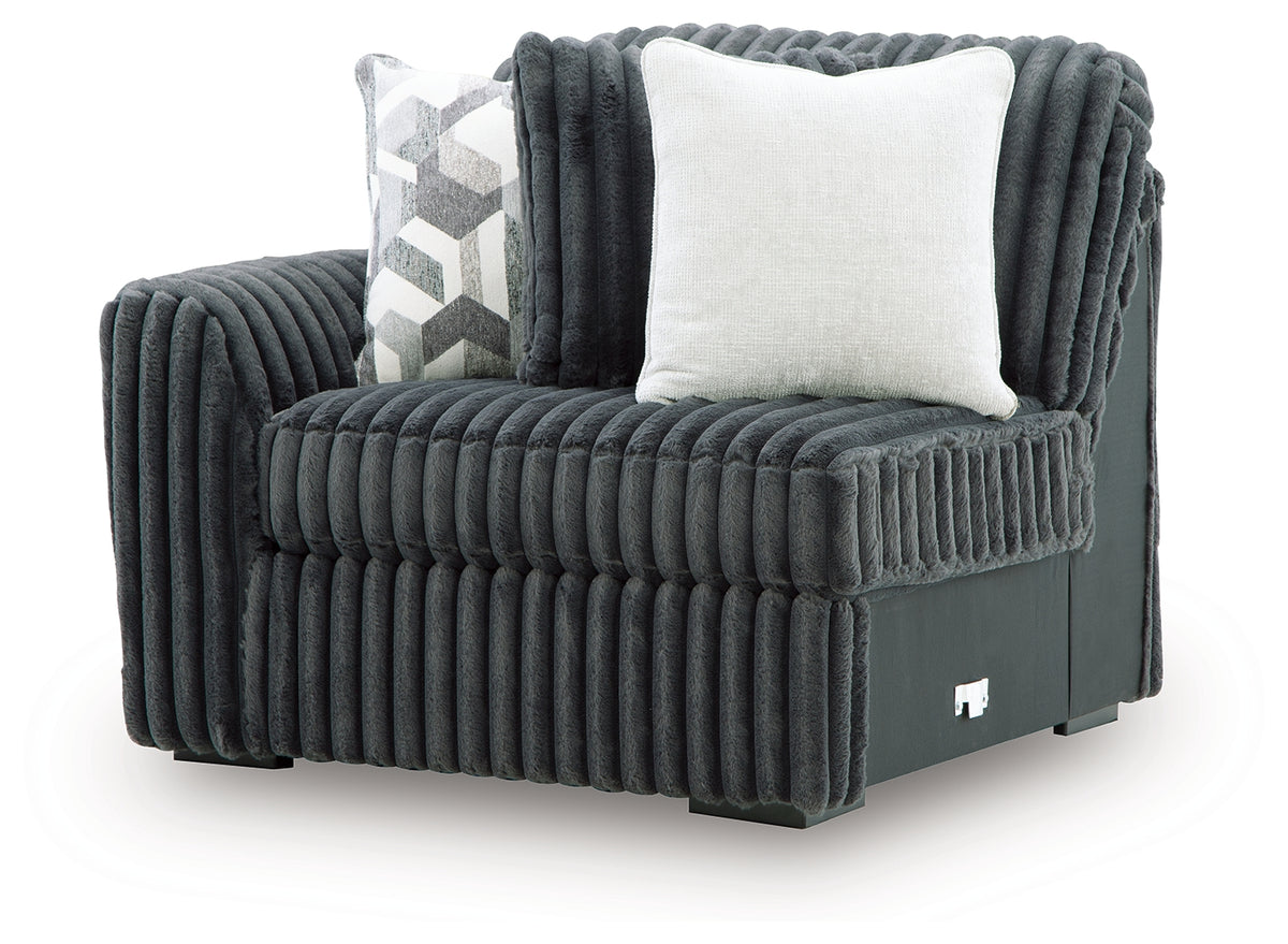Midnight-Madness Gunmetal Left-Arm Facing Corner Chair from Ashley - Luna Furniture