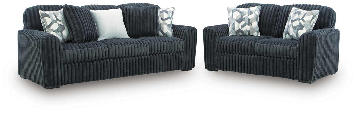 Midnight-Madness Gunmetal Sofa and Loveseat from Ashley Furniture - Luna Furniture