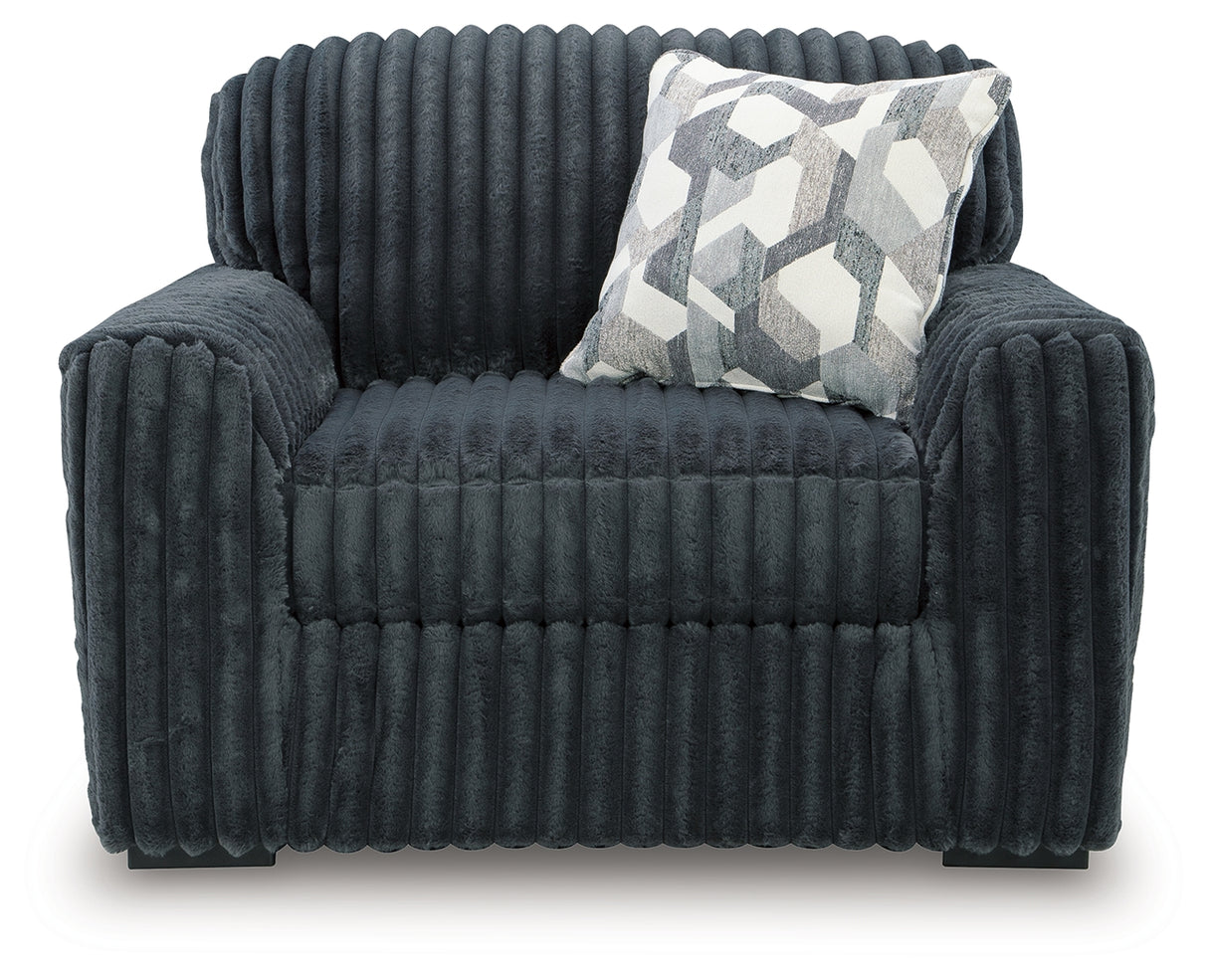 Midnight-Madness Gunmetal Sofa and Oversized Chair from Ashley Furniture - Luna Furniture