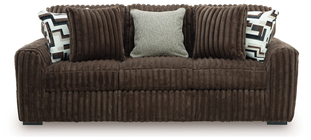 Midnight-Madness Chocolate Sofa, Loveseat and Oversized Accent Ottoman from Ashley - Luna Furniture