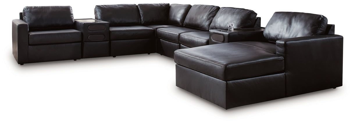 ModMax II Black 8-Piece Sectional with RAF Chaise and Audio Consoles from Ashley - Luna Furniture