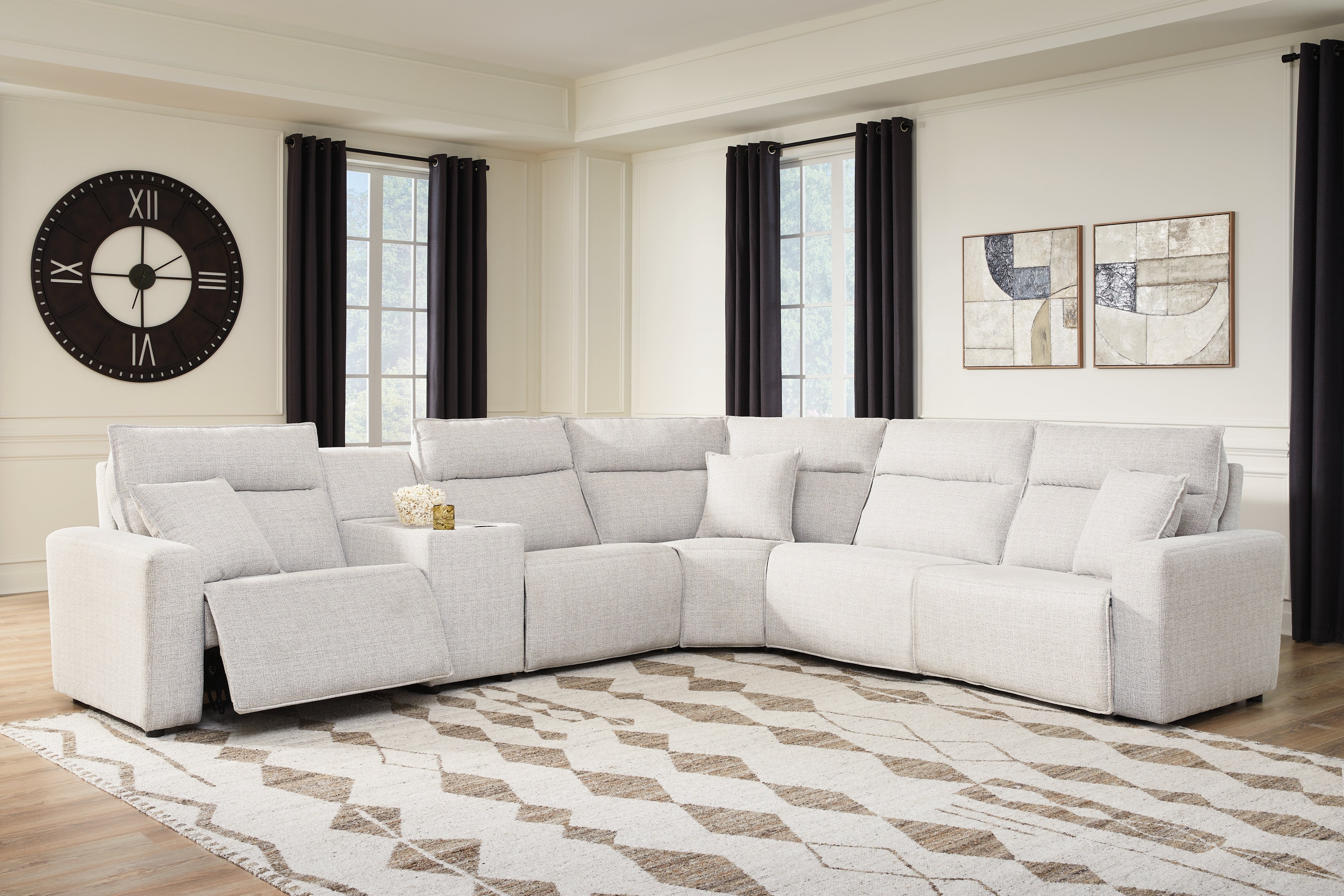 Ashley ModMax II Stone 6-Piece Reclining Sectional with Console