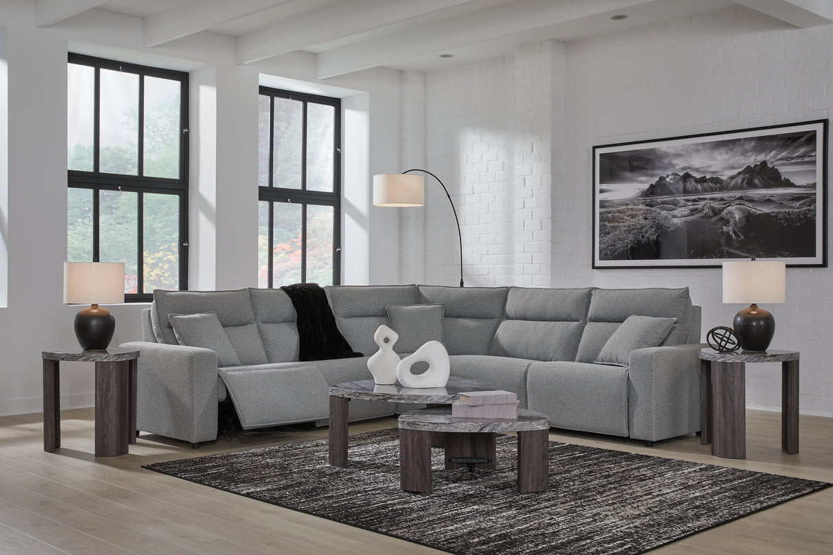 Modmax II Salt and Pepper 5-Piece L-Shape Power Reclining Sectional from Ashley - Luna Furniture