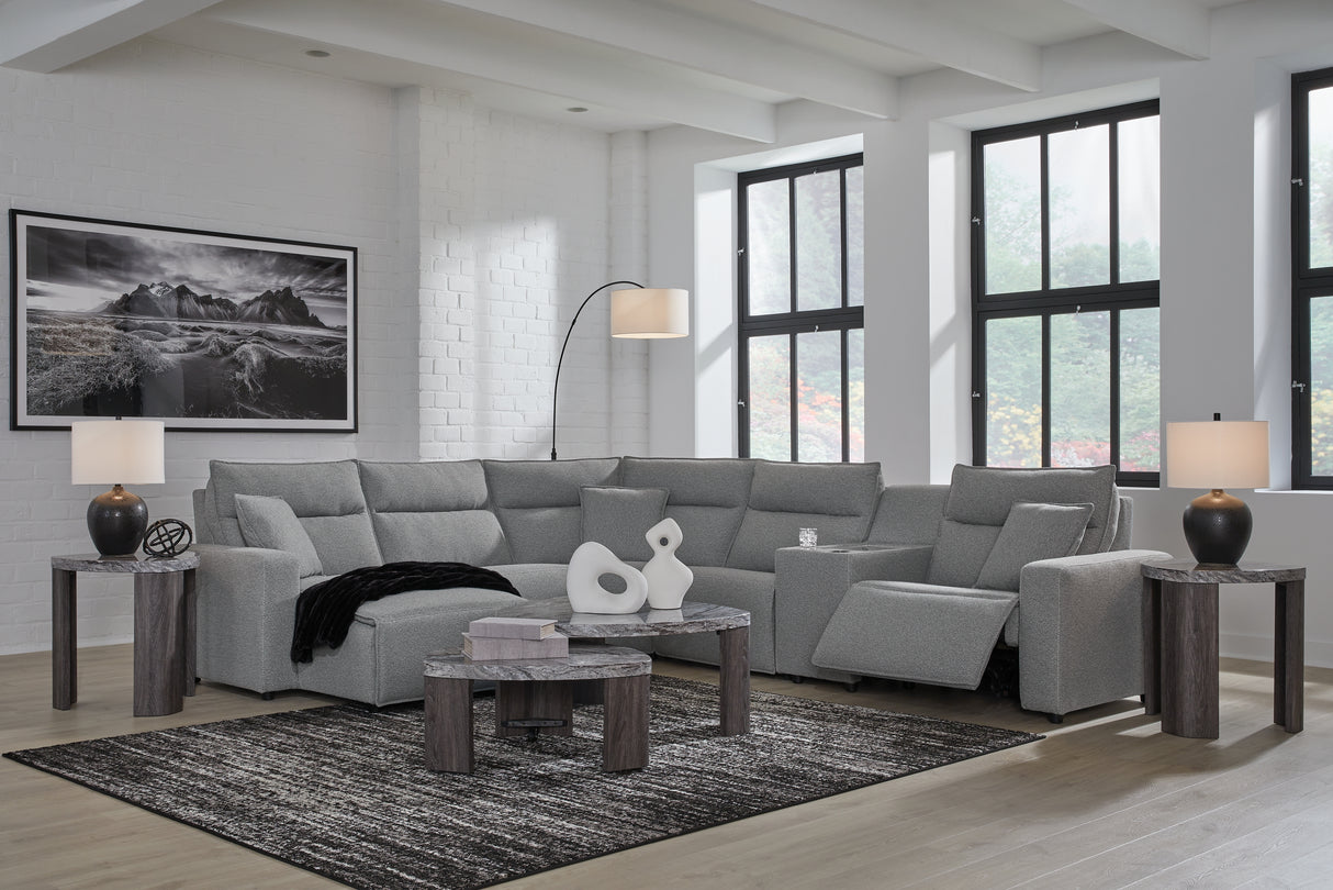 Modmax II Salt and Pepper 6-Piece Power Reclining Sectional with Chaise from Ashley - Luna Furniture