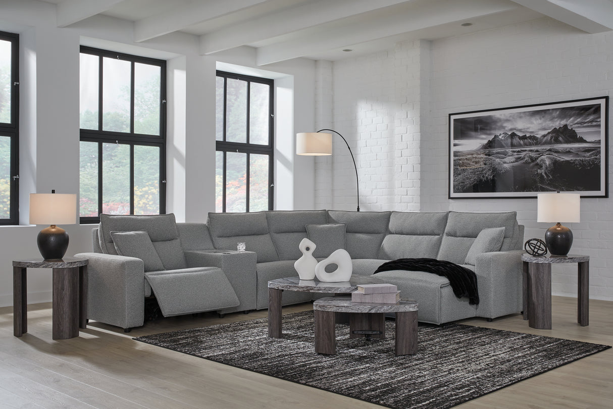 Modmax II Salt and Pepper 6-Piece Power Reclining Sectional with Chaise from Ashley - Luna Furniture