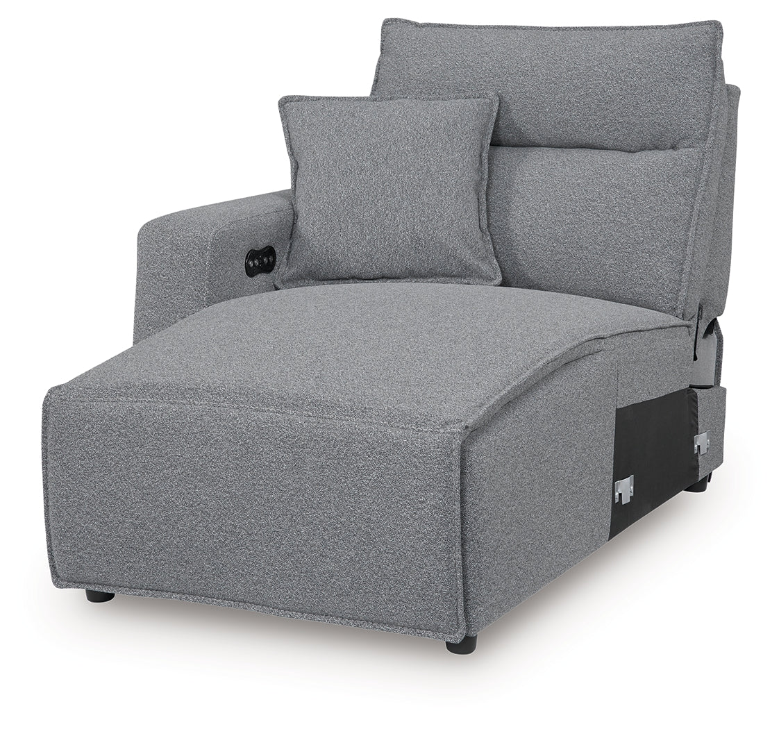 Modmax II Salt and Pepper Left-Arm Facing Press Back Power Chaise from Ashley - Luna Furniture