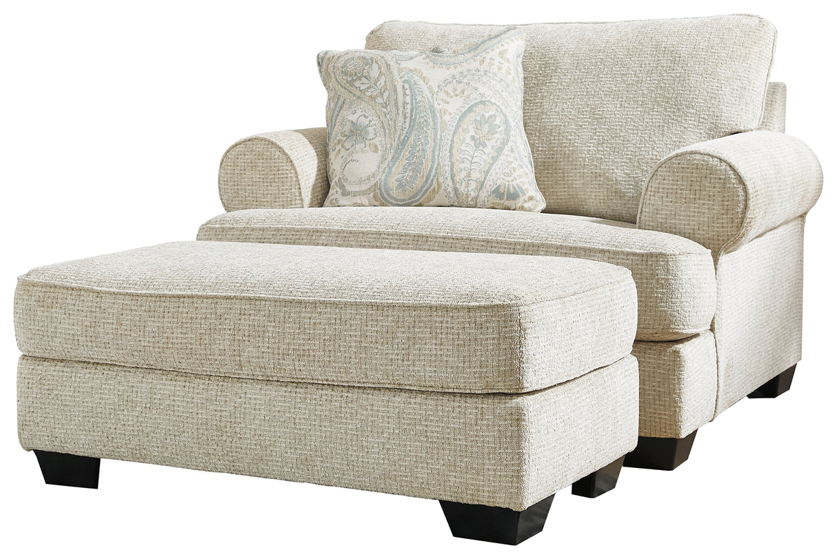 Monaghan Chair and Ottoman in Sandstone from Ashley - Luna Furniture