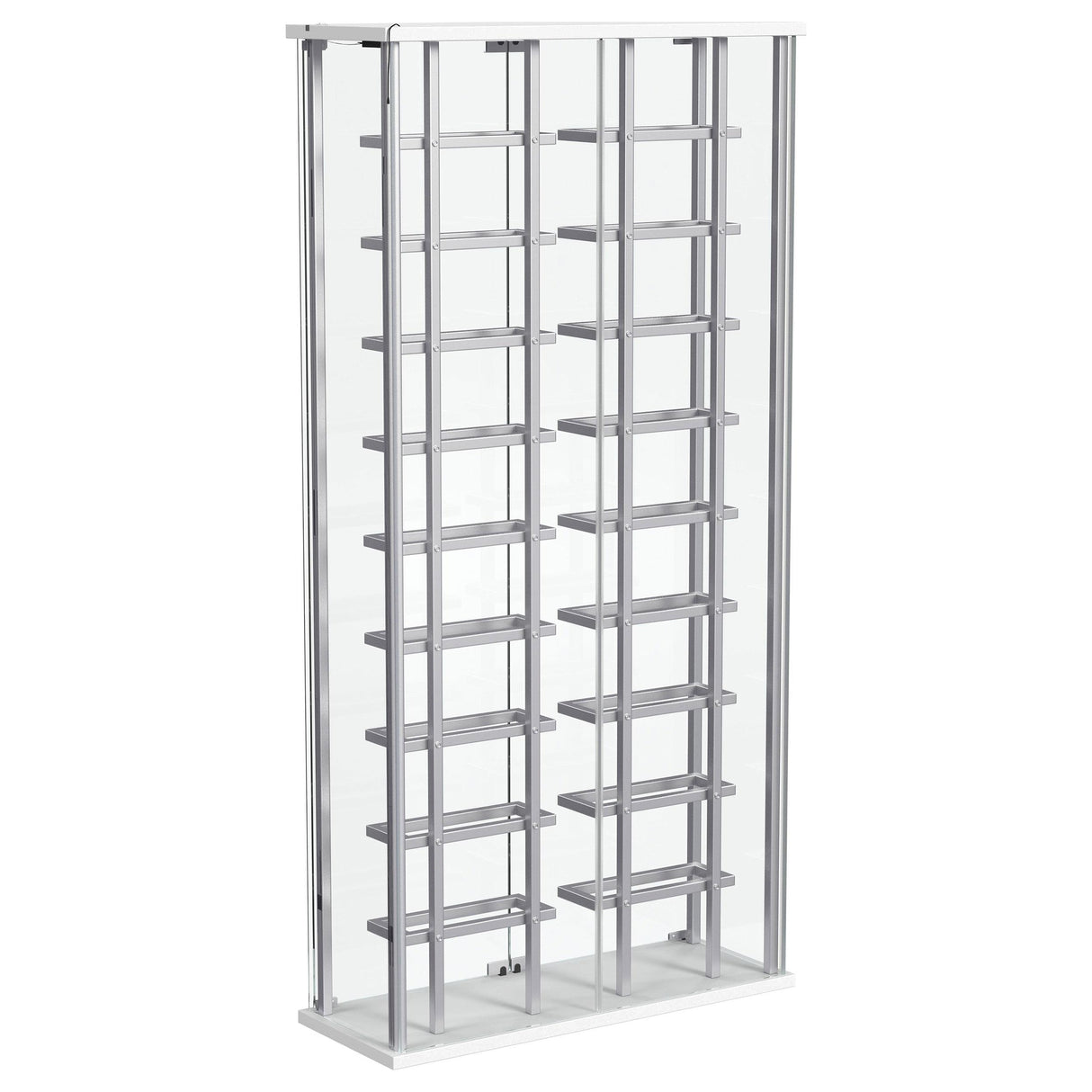 Montara Chrome Tempered Glass Wine Storage Display Curio Cabinet with LED Lighting from Coaster - Luna Furniture