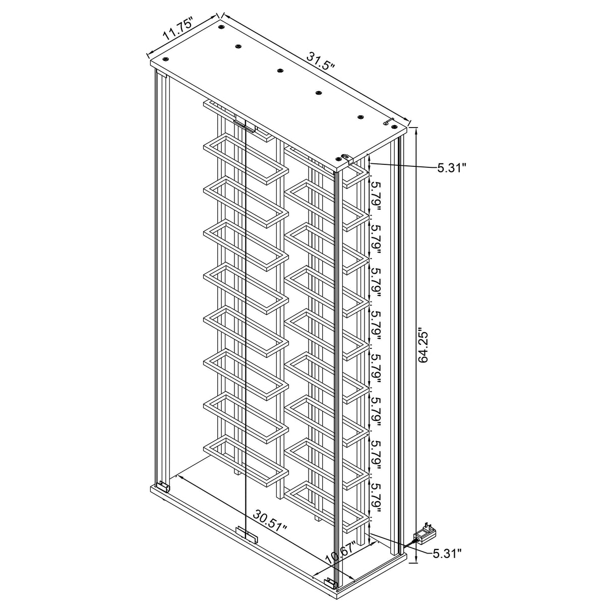 Montara Chrome Tempered Glass Wine Storage Display Curio Cabinet with LED Lighting from Coaster - Luna Furniture