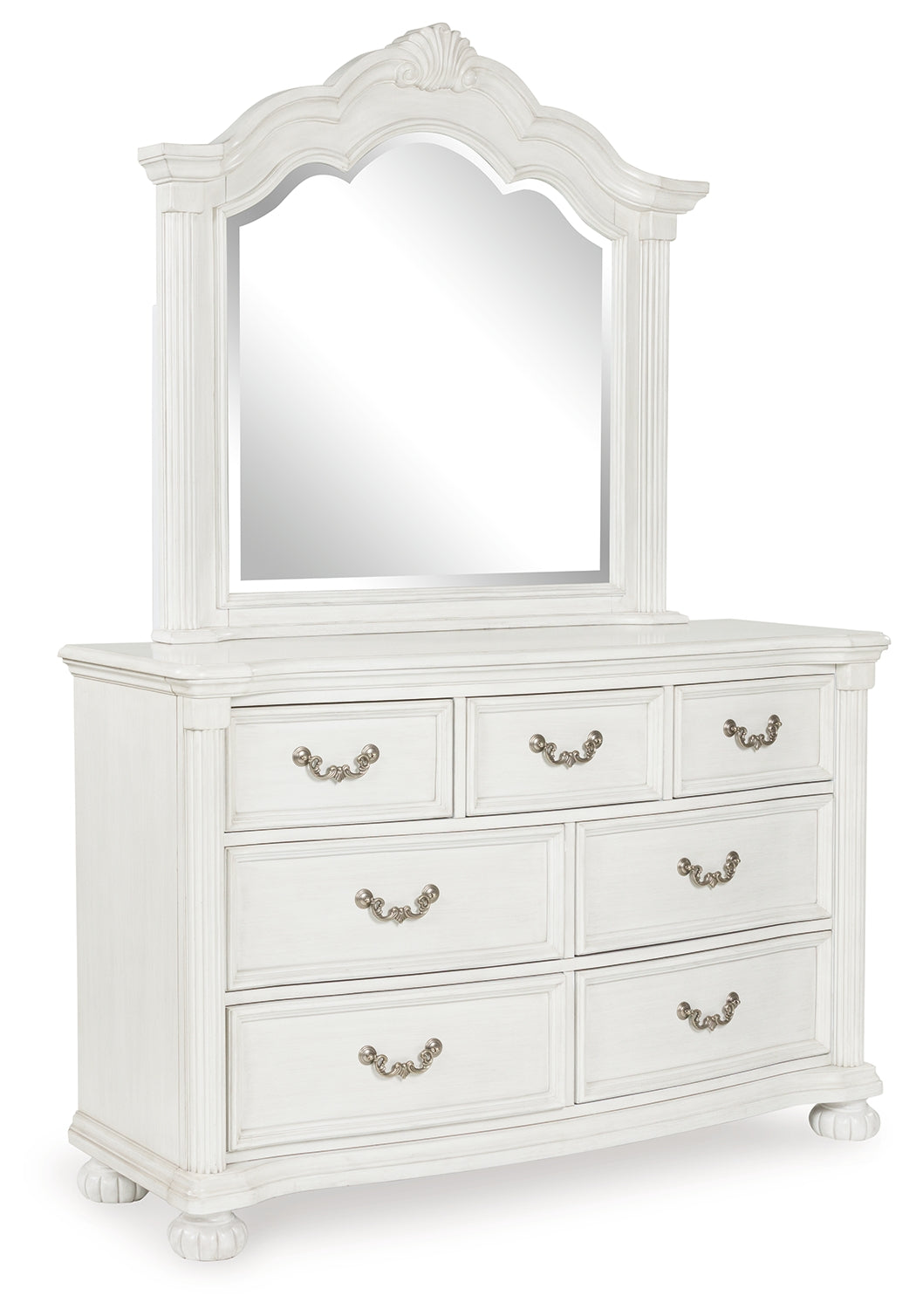 Montelaine Antique White Dresser and Mirror from Ashley - Luna Furniture