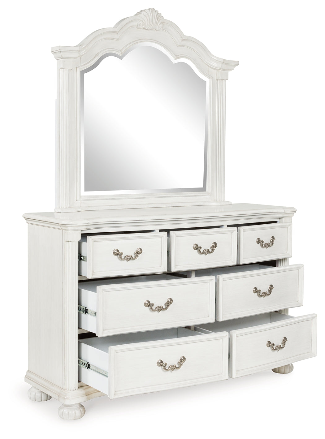 Montelaine Antique White Dresser and Mirror from Ashley - Luna Furniture