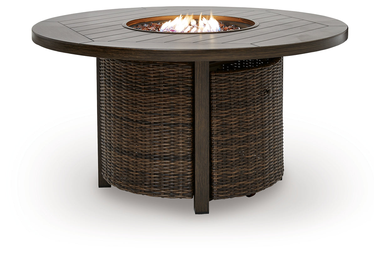 Monterey Point Dark Brown Outdoor Fire Pit Table from Ashley Furniture - Luna Furniture